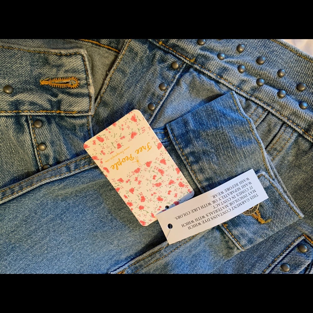 NWT FREE PEOPLE Cotton Studded Denim Jacket XS - Picture 14 of 14